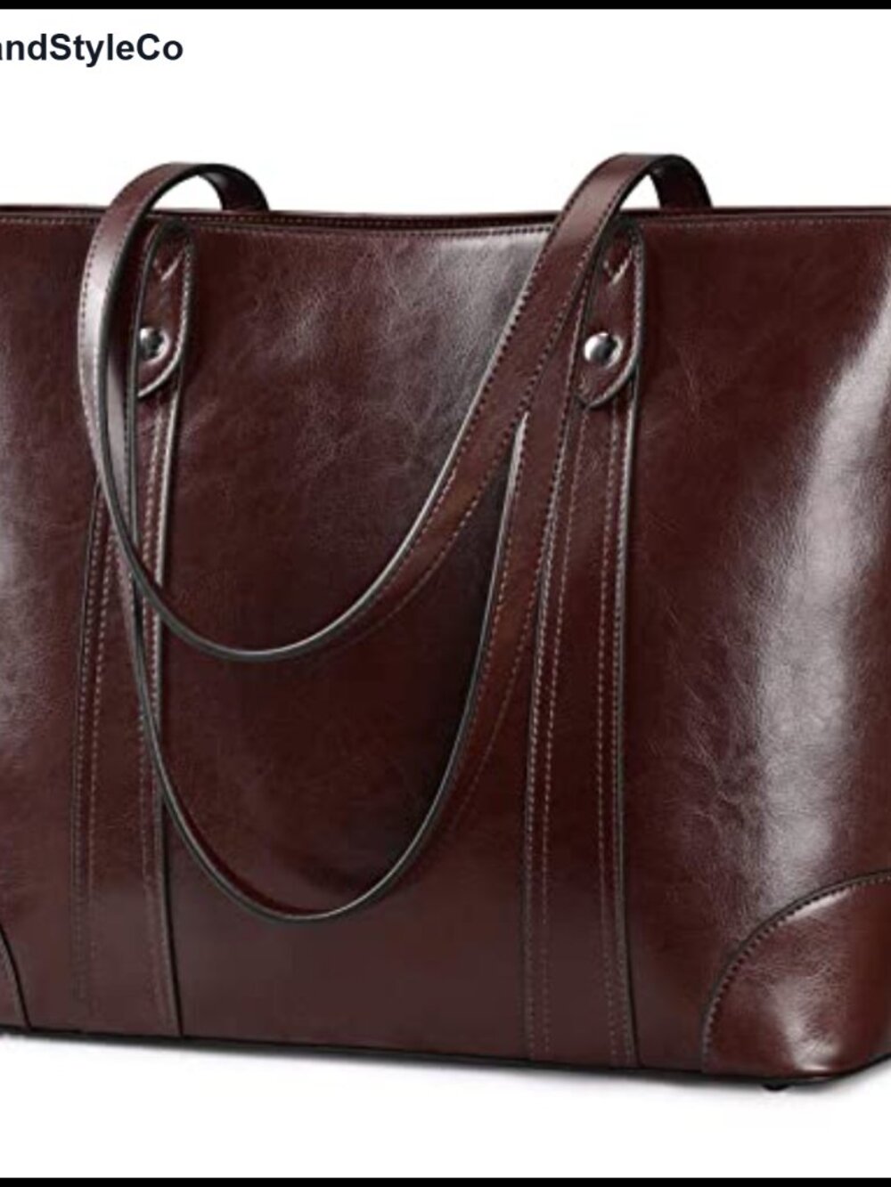Genuine Leather Laptop Tote Bag Large Work Shoulder Handbag